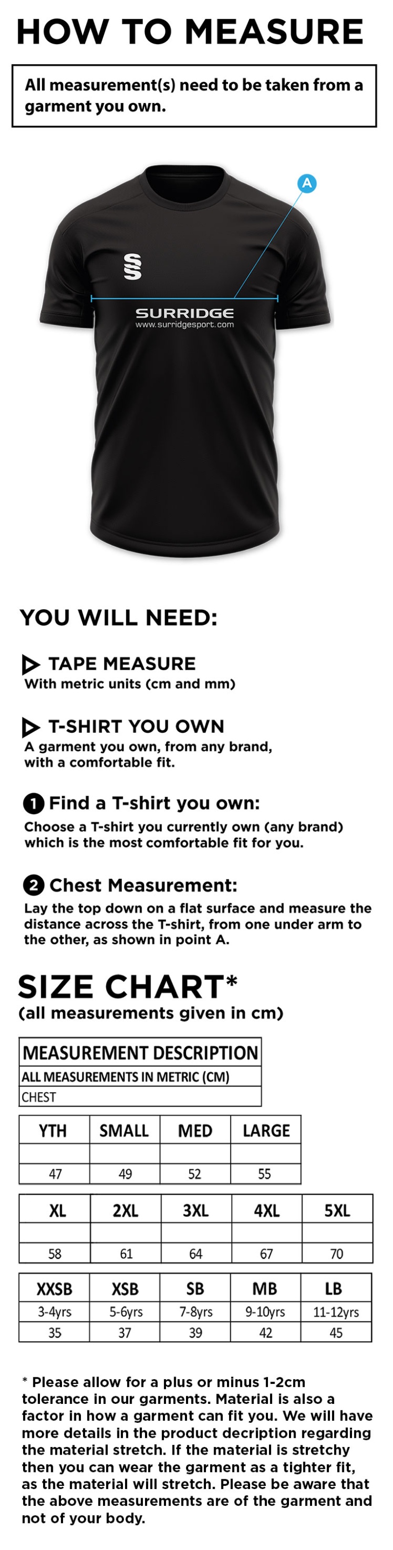 Old Halesonians Blade Polo - Size Guide