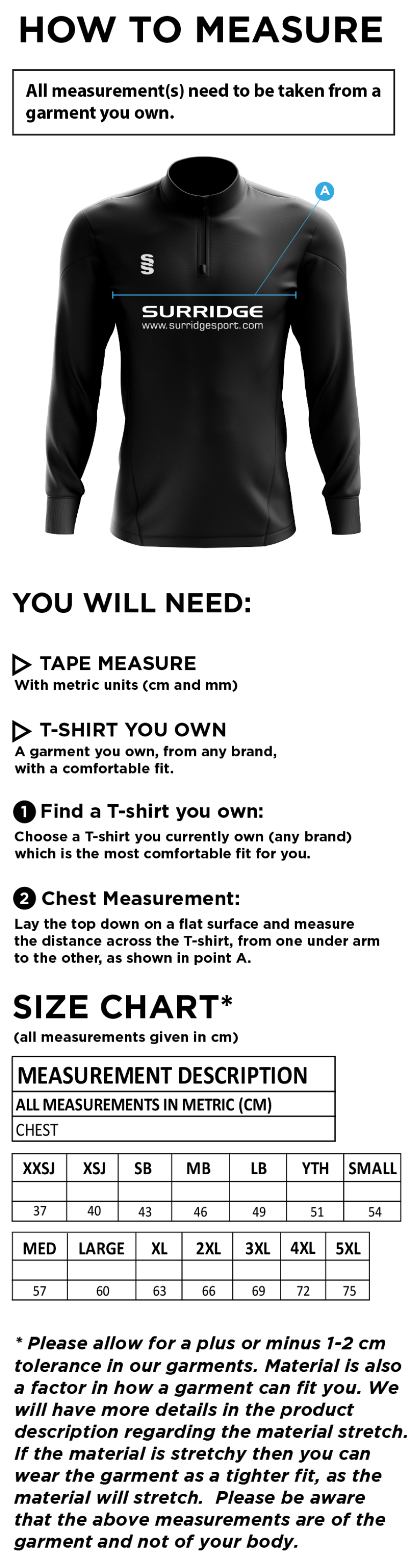 Old Halesonians Youth's Blade Performance Top - Size Guide