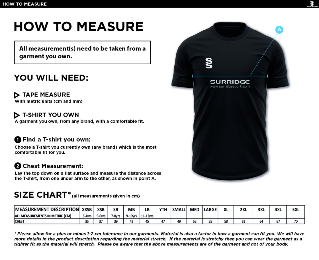 Old Halesonians Blade Polo - Size Guide