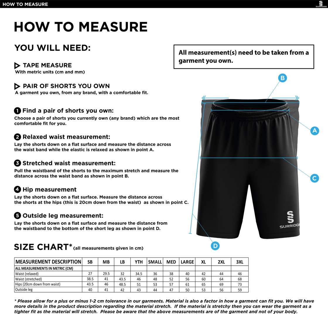 Old Halesonians Ripstop Short - Size Guide